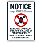 In Accordance With 36 CFR 15 Launching Landing Or Operating Unmanned Or Remote Sign