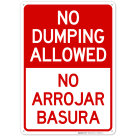 No Dumping Allowed No Arrojar Basura Bilingual Sign