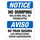 No Dumping Violators Will Be Prosecuted Bilingual Sign