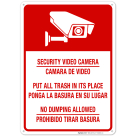 Security Video Camera Put All Trash In Its Place No Dumping Allowed Bilingual Sign