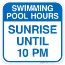 Swimming Pool Hours Sign, Pool Sign