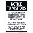 Notice To Visitors All Persons Entering This Property Should Proceed Directly Sign