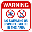 No Swimming Or Diving Permitted In This Area Sign, Pool Sign