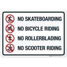 No Bicycle Riding No Roller Blading No Scooter Riding Sign