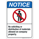 No Solicitation Or Distribution Of Materials Allowed On Company Property Sign