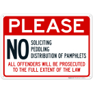 Please No Soliciting Peddling Distribution of Pamphlets All Offenders Sign