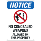 Notice No Concealed Weapons Allowed On This Property Sign