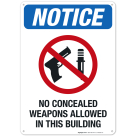 Notice No Concealed Weapons Allowed In This Building Sign