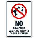 No Concealed Weapons Allowed On This Property With Graphic Sign