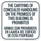 The Carrying Of Concealed Handguns On The Premises Of This Building Is Prohibited Sign