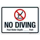 No Diving Sign, Pool Sign, (SI-6645)