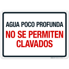 Shallow Water No Diving Spanish Sign, Pool Sign