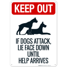Keep Out If Dogs Attack Lie Face Down Until Help Arrives Sign
