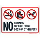 No Smoking Food Or Drink Dogs Or Other Pets Sign