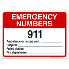 Emergency Numbers Sign, Pool Sign