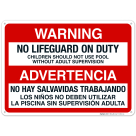 No Lifeguard On Duty Sign, Pool Sign, (SI-6661)