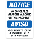No Concealed Weapons Allowed on this Property Bilingual Sign