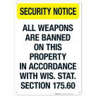 All Weapons Are Banned On This Property In Accordance With Wis Stat Section Sign