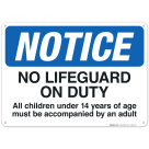No Lifeguard On Duty Sign, Pool Sign, (SI-6665)