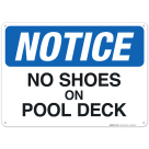 No Shoes On Pool Deck Sign, Pool Sign