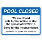 Pool Closed Sign, Pool Sign, (SI-6669)