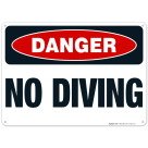 No Diving Sign, Pool Sign, (SI-6672)