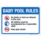 Baby Pool Rules Sign, Pool Sign