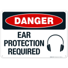Danger Ear Protection Required With Graphic Sign