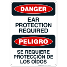 Danger Ear Protection Required Bilingual Sign