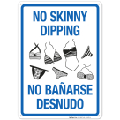 No Skinny Dipping Bilingual Sign, Pool Sign