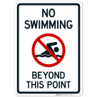 No Swimming Beyond This Point Sign, Pool Sign