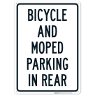 Bicycle And Moped Parking In Rear Sign