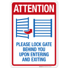 Attention Please Lock Gate Behind You Upon Entering And Exiting Sign, Pool Sign