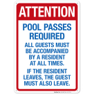 Attention Pool Passes Required Sign, Pool Sign