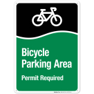 Bicycle Parking Area Permit Required With Graphic Sign