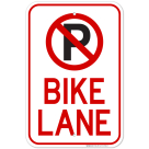 Bike Lane With No Parking Graphic Sign