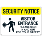 Security Notice Visitor Entrance Please Sign In And Out With Left Arrow Sign