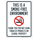 This Is A Smokefree Environment Thank You For Not Using Tobacco Products Sign