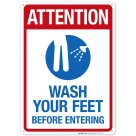 Attention Wash Your Feet Before Entering Sign, Pool Sign