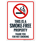 This Is A Smokefree Property Thank You For Not Smoking With Graphic Sign