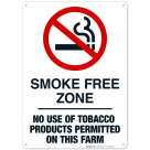 Smoke Free Zone No Use Of Tobacco Products Permitted Sign