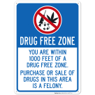 Drug Free Zone Within 1000 Feet Of Drug Free Zone Purchase Sign