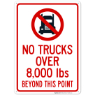 No Trucks Over Beyond This Point With Graphic Sign
