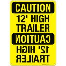 12 Feet High Trailer With Mirrored Text OSHA Sign