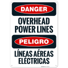 Bilingual Overhead Power Lines OSHA Bilingual Sign
