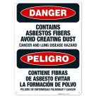 Contains Asbestos Fibers Avoid Creating Dust OSHA Bilingual Sign