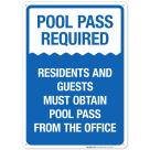 Pool Pass Required Sign, Pool Sign