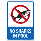 No Sharks In Pool Sign, Pool Sign
