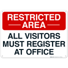 Register Area All Visitors Register At Office Sign