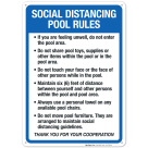 Social Distancing Pool Rules Sign, Pool Sign